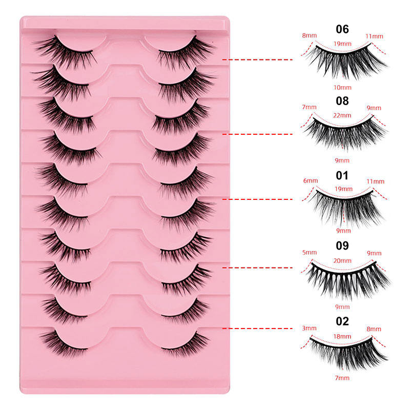 Beakey Half Lashes Natural Look 3D Cat Eye Eyelashes 10 Pairs Multi Layered Wispy Fluffy Eyelashes Reusable-BYHZ
