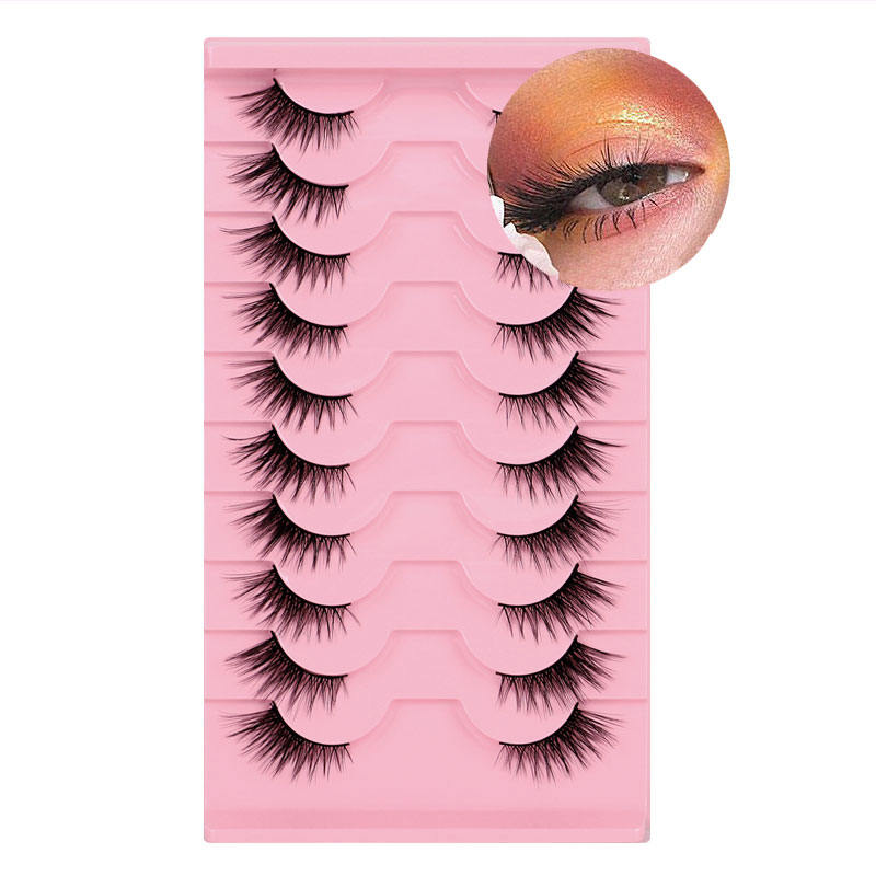 Beakey Half Lashes Natural Look 3D Cat Eye Eyelashes 10 Pairs Multi Layered Wispy Fluffy Eyelashes Reusable-BY06