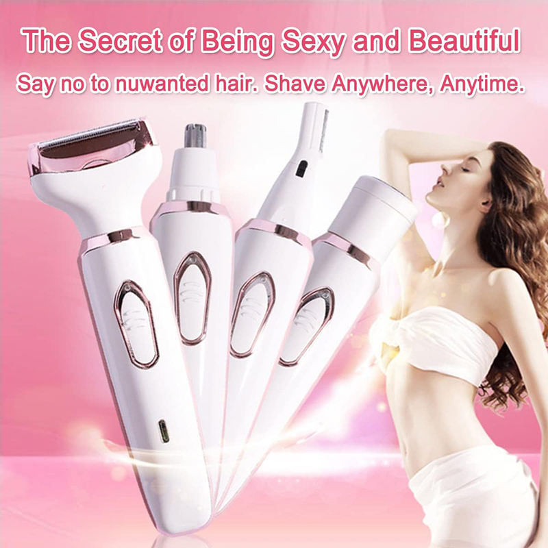 Beakey 4 in 1 Womens Electric Razor Painless Rechargeable for Face Arm Leg Armpit