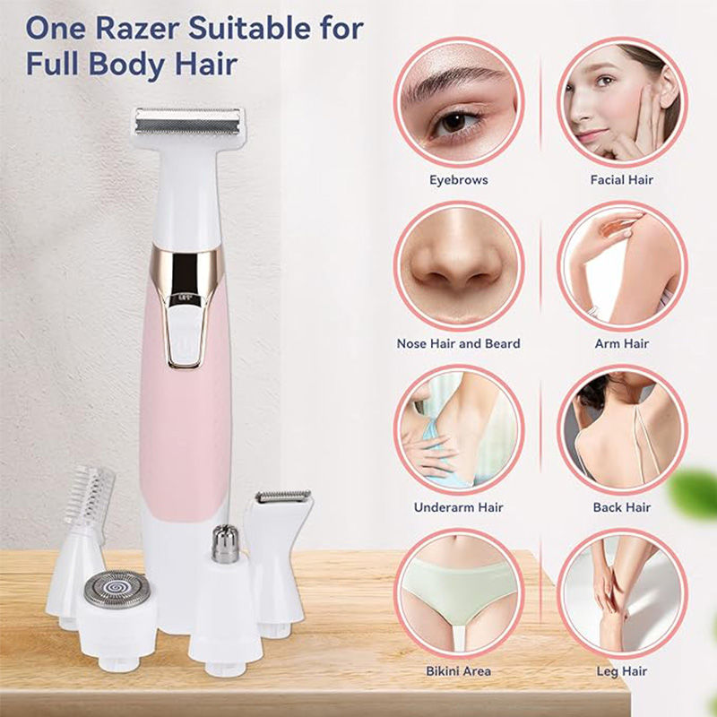 Beakey Women Face Razors 5 in 1 Painless Wet and Dry for Face Nose Arm Armpit