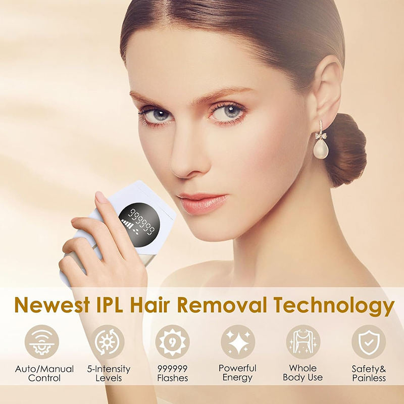 Beakey IPL Hair Removal Device Laser Painless Permanent System for Face & Body-Pink