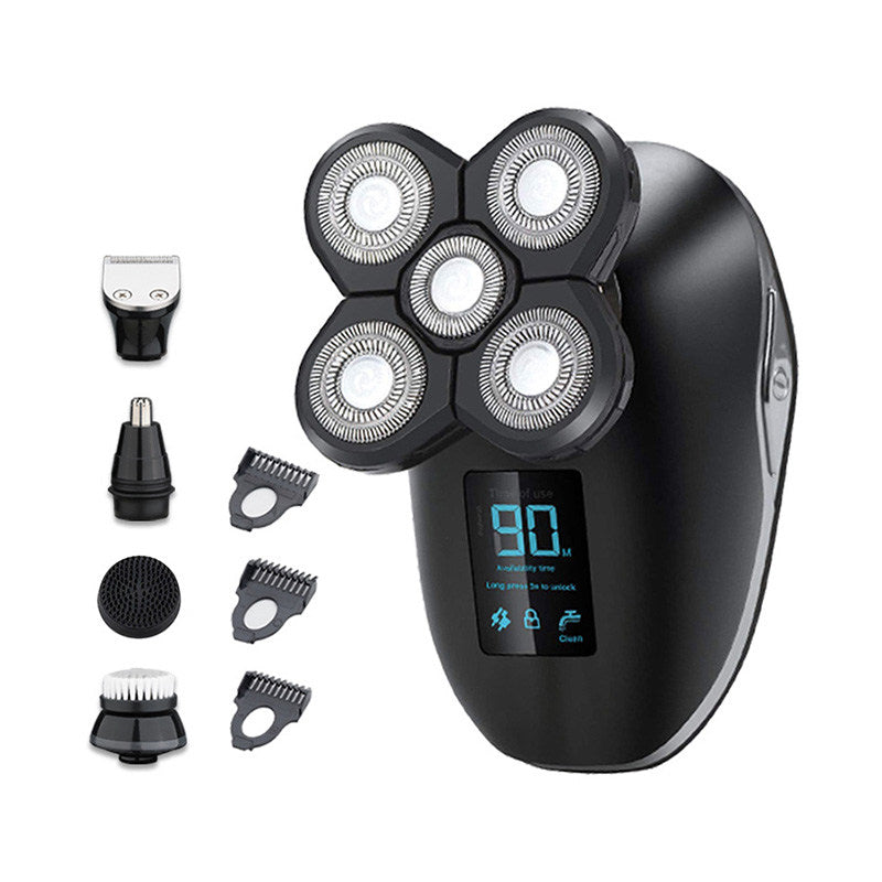 Beakey 5-in-1 Electric Razors Wet and Dry 5D Rechargeable Rotary Shaver-Silver