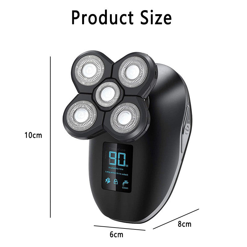 Beakey 5-in-1 Electric Razors Wet and Dry 5D Rechargeable Rotary Shaver-Silver