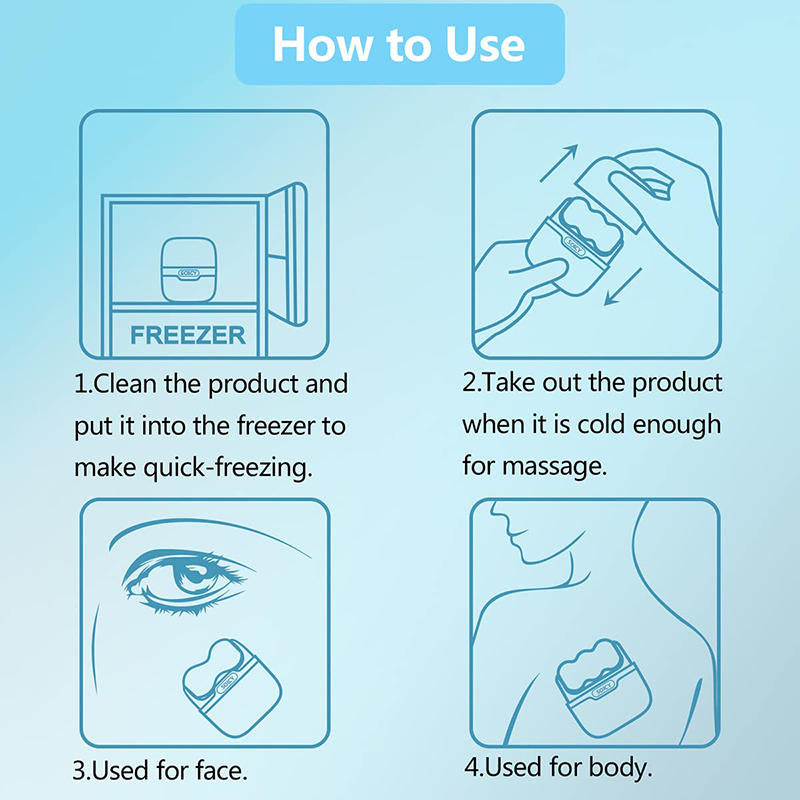 Beakey Ice Stick Double Head for Face & Eye Puffiness Relief 2 in 1 Facial Roller-Blue