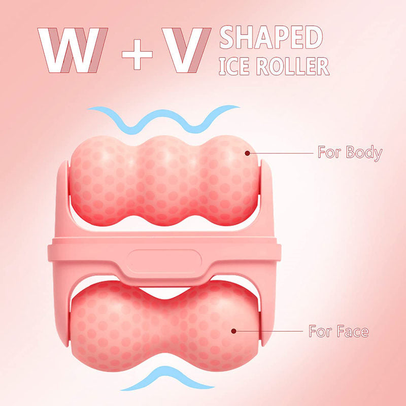 Beakey Ice Stick Double Head for Face & Eye Puffiness Relief 2 in 1 Facial Roller-Pink