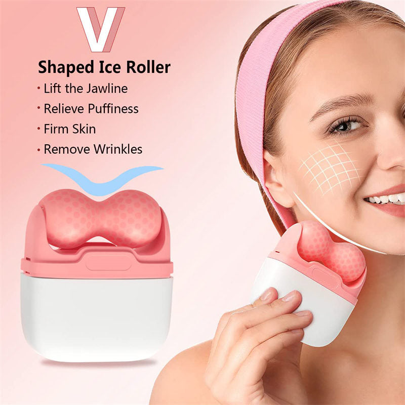 Beakey Ice Stick Double Head for Face & Eye Puffiness Relief 2 in 1 Facial Roller-Pink