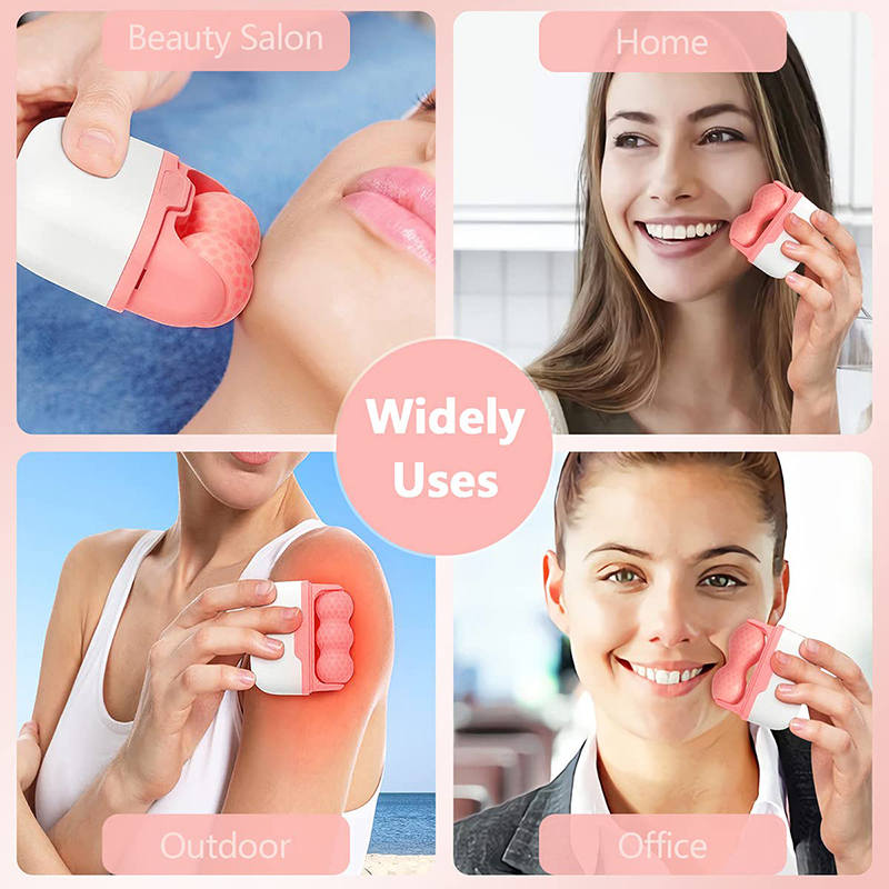 Beakey Ice Stick Double Head for Face & Eye Puffiness Relief 2 in 1 Facial Roller-Pink