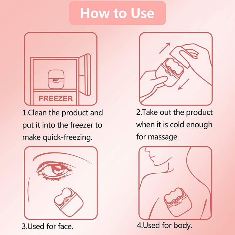 Beakey Ice Stick Double Head for Face & Eye Puffiness Relief 2 in 1 Facial Roller-Pink