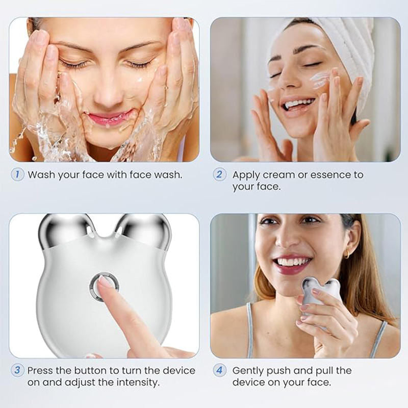 Beakey Mini Facial Massager with 3 Intensity Levels for Face Lifting Sculpting-White
