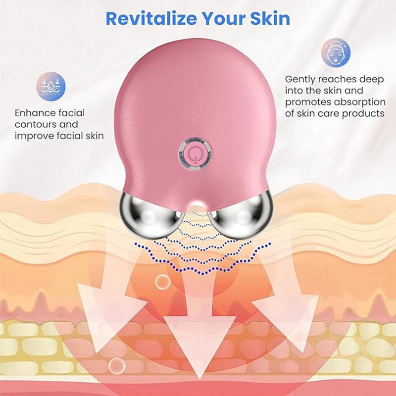 Beakey Mini Facial Massager with 3 Intensity Levels for Face Lifting Sculpting-Pink