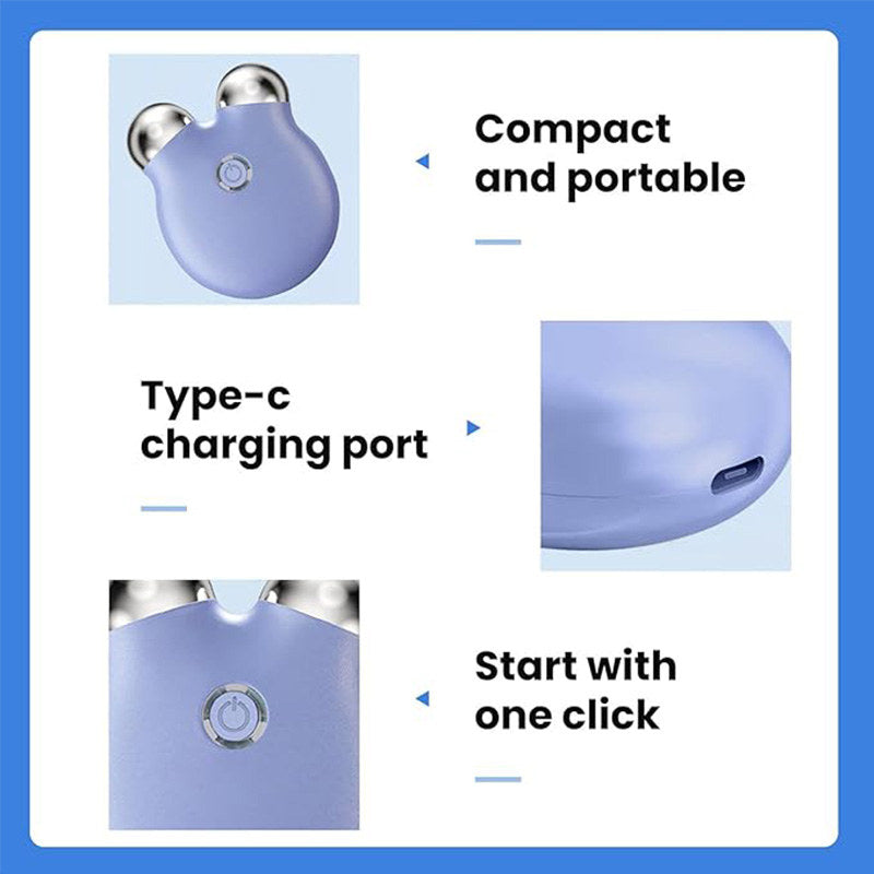 Beakey Mini Facial Massager with 3 Intensity Levels for Face Lifting Sculpting-Purple