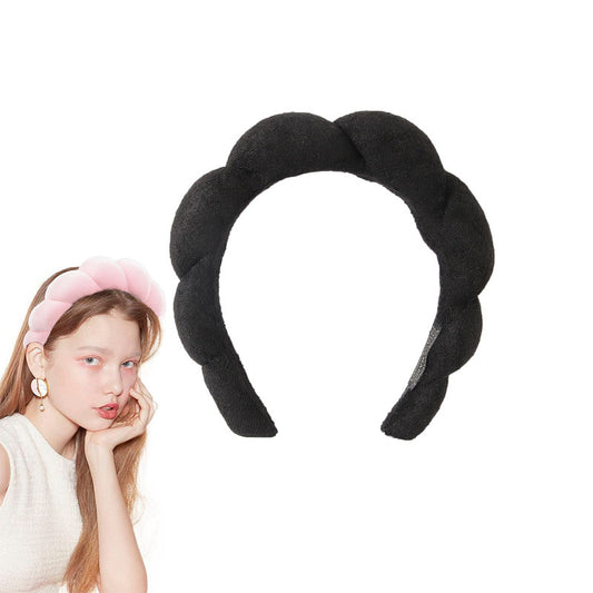 Beakey Spa Headband for Women Sponge for Washing Face Skincare Shower-Black