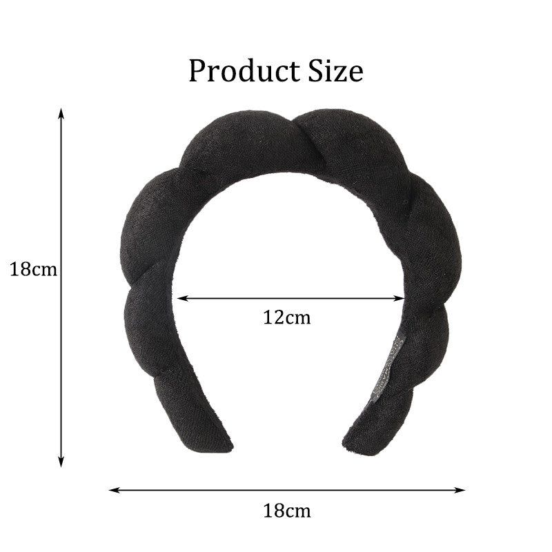 Beakey Spa Headband for Women Sponge for Washing Face Skincare Shower-Black