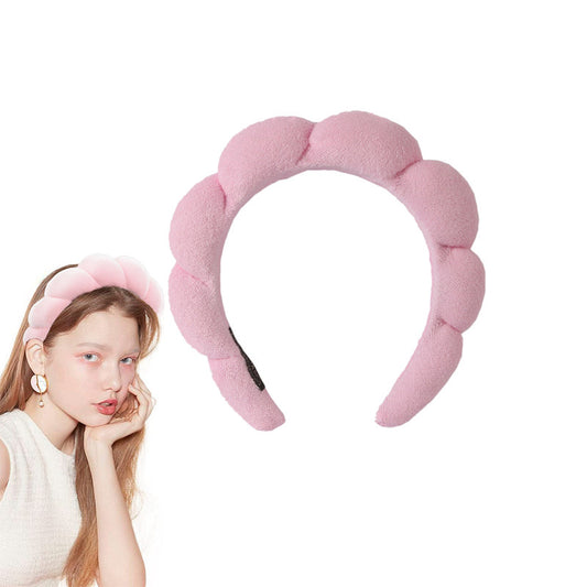 Beakey Spa Headband for Women Sponge for Washing Face Skincare Shower-Pink