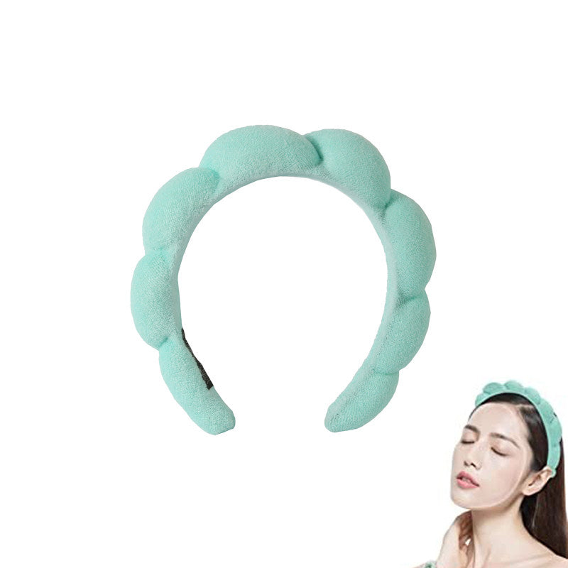 Beakey Spa Headband for Women Sponge for Washing Face Skincare Shower-Green