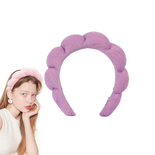 Beakey Spa Headband for Women Sponge for Washing Face Skincare Shower-Purple