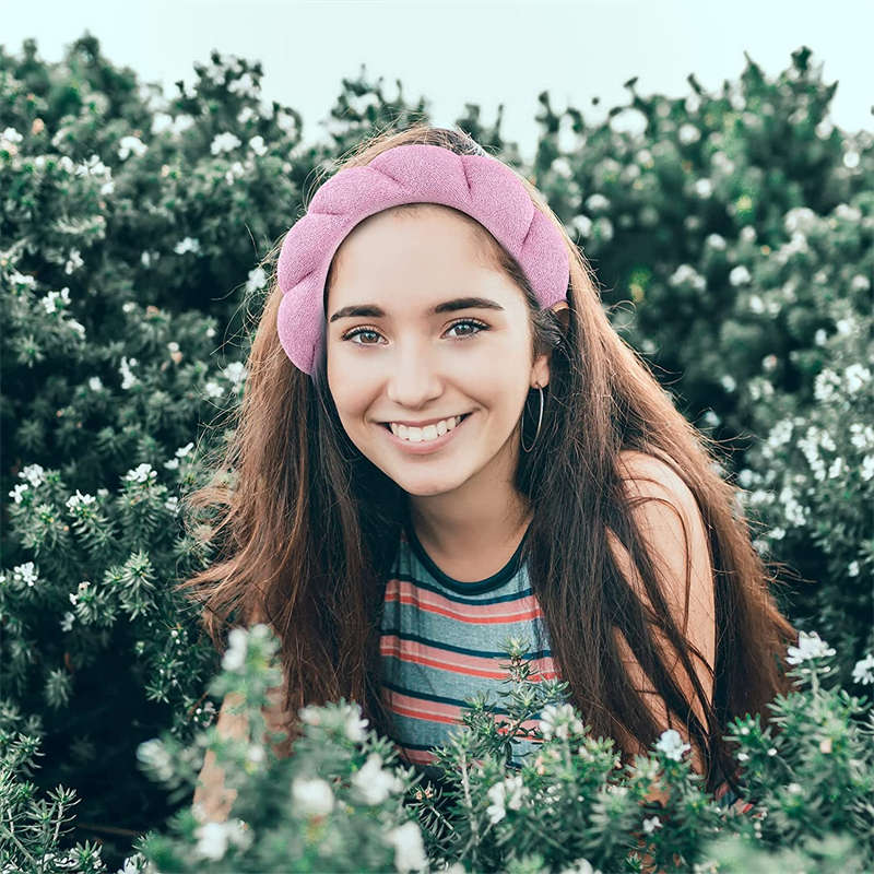 Beakey Spa Headband for Women Sponge for Washing Face Skincare Shower-Purple