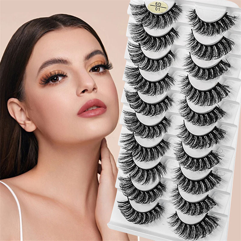 Beakey Fluffy False Eyelashes Faux Mink Lashes 6D Volume Look Like Extensions Lashes 10 Pairs Pack-01