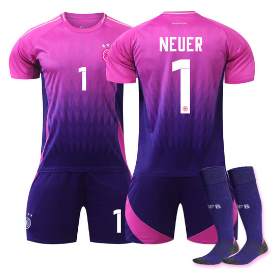 Beakey Germany Away NEUER #1 Jersey for Kids Adult 3 Pcs Soccer Outfits