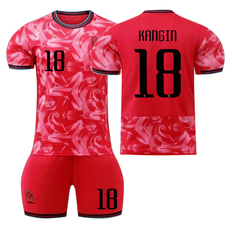 Beakey South Korea Home KANGIN #18 Jersey for Kids Adult 3 Pcs Soccer Outfits