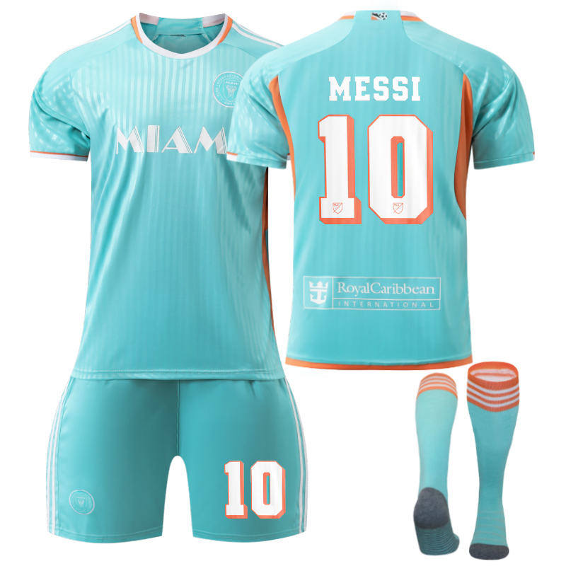 Beakey Miami Second Away MESSI #10 Soccer Jersey for Kids Adult 3 Pcs Outfits