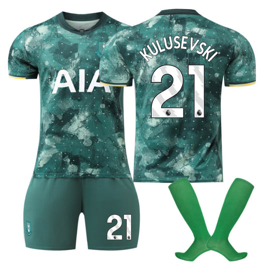 Beakey Spurs Second Away KULUSEVSKI #21 Soccer Jersey for Kids Adult 3 Pcs Outfits