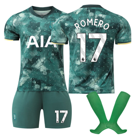 Beakey Spurs Second Away ROMERO #17 Soccer Jersey for Kids Adult 3 Pcs Outfits