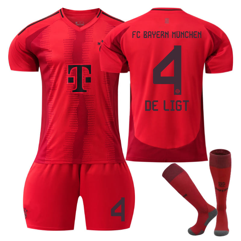 Beakey Bayern Home DE LIGT #4 Soccer Jersey for Kids Adult 3 Pcs Outfits