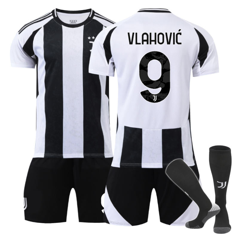 Beakey Juventus Home VLAHOVIC #9 Soccer Jersey for Kids Adult 3 Pcs Outfits