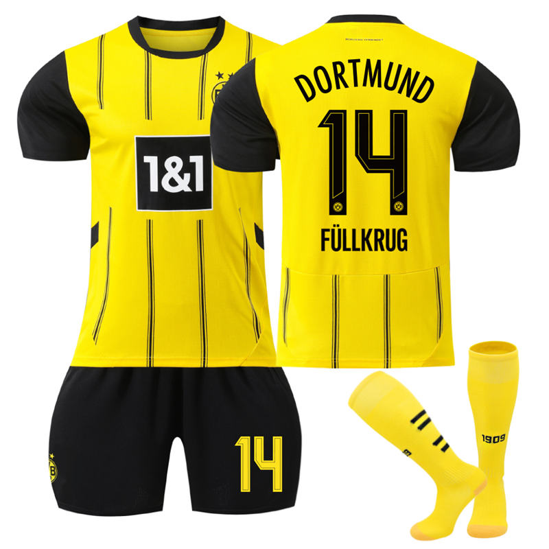Beakey Dortmund Home FULLKRUG #14 Soccer Jersey for Kids Adult 3 Pcs Outfits