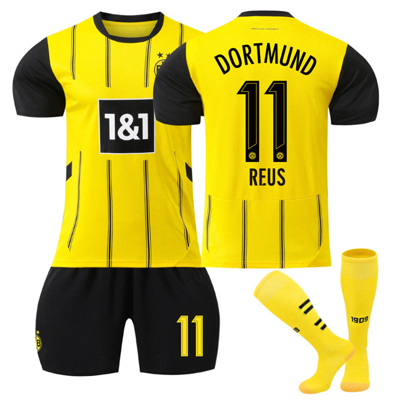Beakey Dortmund Home REUS #11 Soccer Jersey for Kids Adult 3 Pcs Outfits