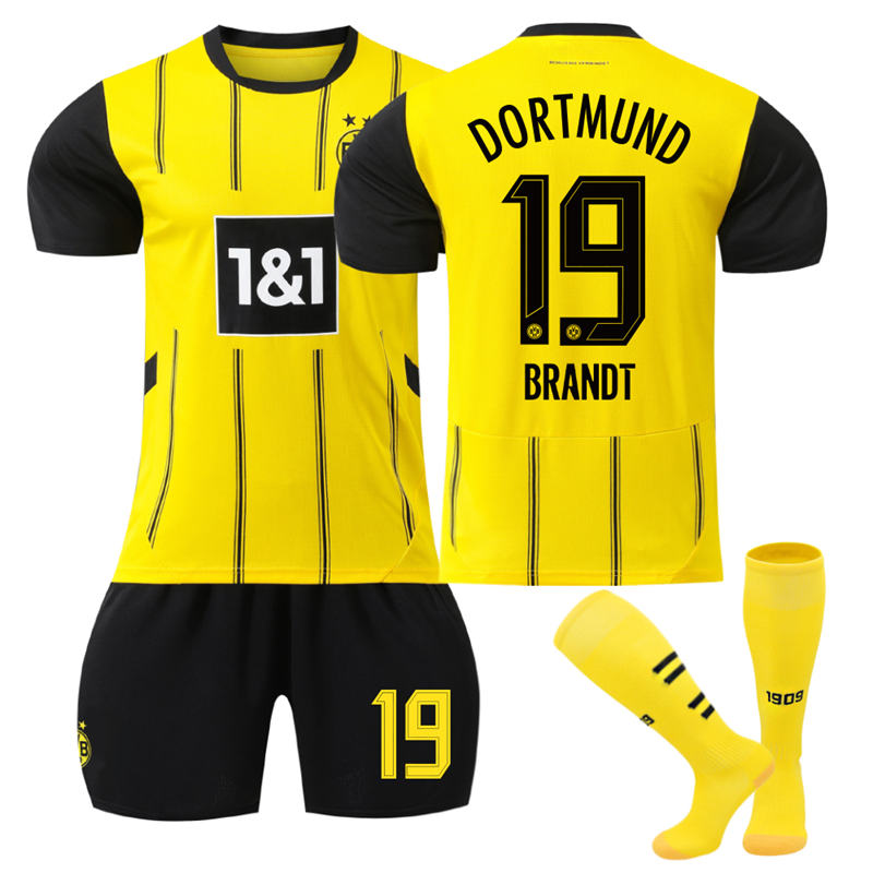 Beakey Dortmund Home BRANDT #19 Soccer Jersey for Kids Adult 3 Pcs Outfits