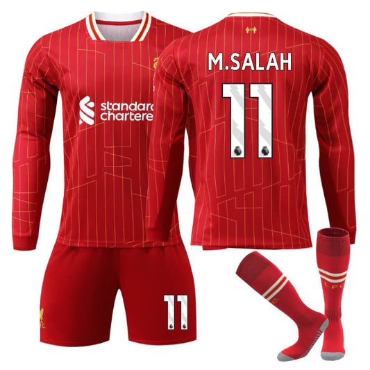 Beakey Liverpool Home M.SALAH #11 Soccer Jersey Kids Adult 3Pcs Long Sleeve Outfits