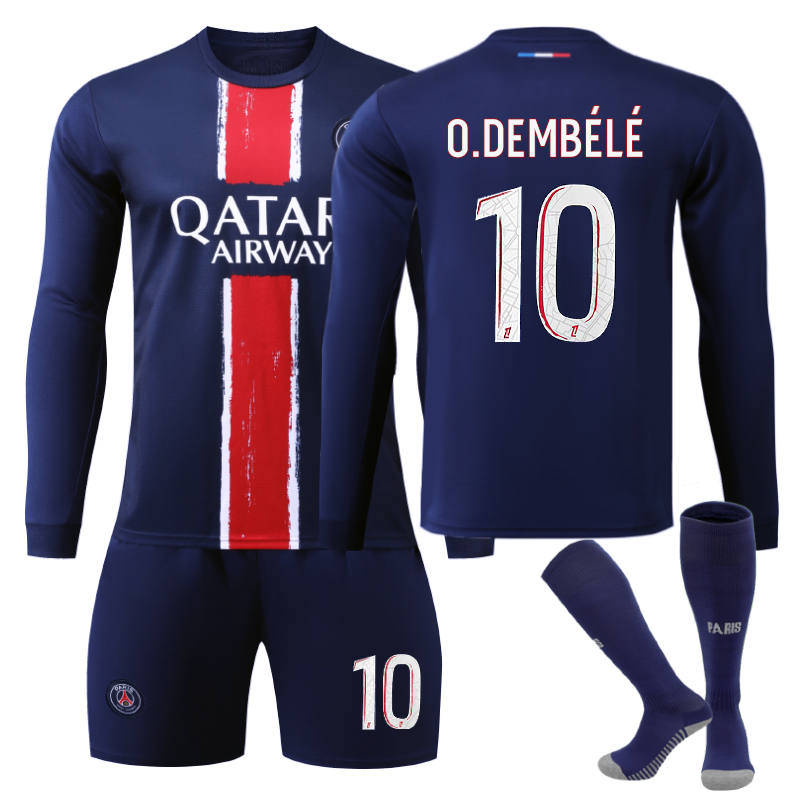 Beakey Paris Home O.DEMBELE #10 Soccer Jersey Kids Adult 3Pcs Long Sleeve Outfits