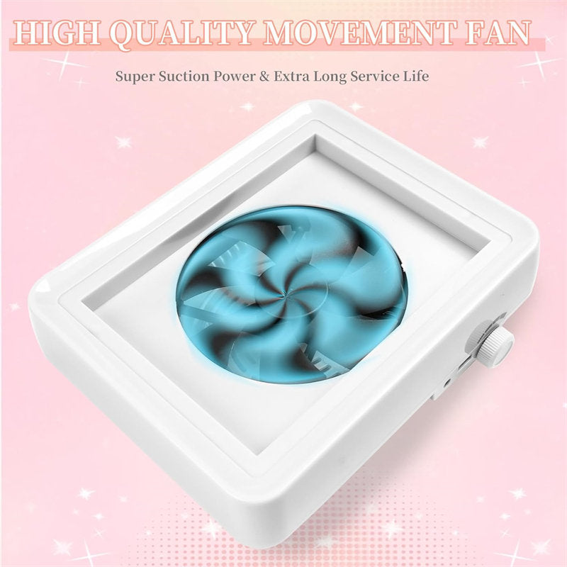 Beakey Nail Dust Collector with LED Light 40W Nail Vacuum Dust Collector Nail Dust Fan for Nail Tech MS501-White