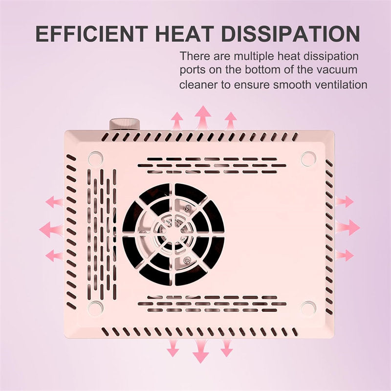 Beakey Nail Dust Collector with Dusting Brush 56W Electric Nail Vacuum Dust Fan Hand Pillow for Nails Salon WL502-Pink