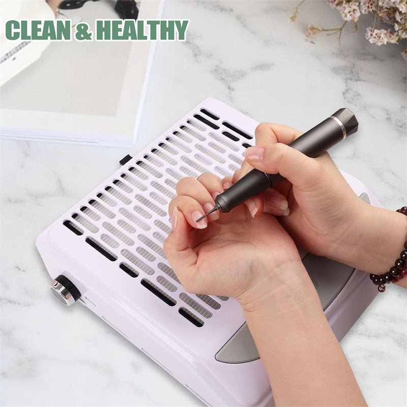 Beakey Nail Dust Collector Machine Electric Nail Dust Extractor with Adjustable Switches for Home or Salon Manicure Tool-White