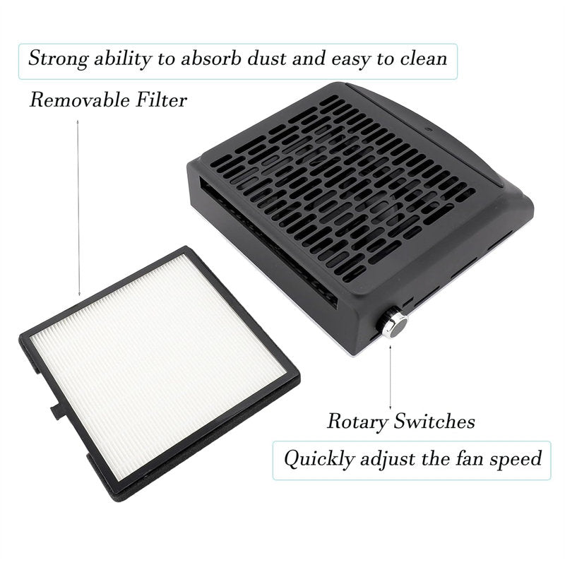 Beakey Nail Dust Collector Machine Electric Nail Dust Extractor with Adjustable Switches for Home or Salon Manicure Tool-Black