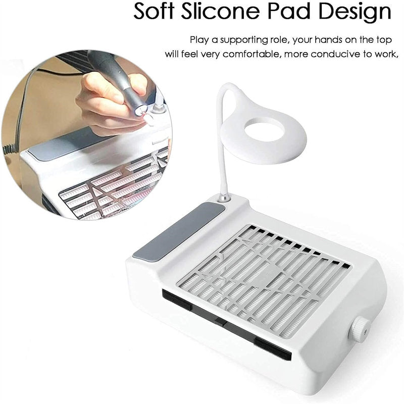 Beakey Nail Dust Collector with Light Hand Pillow Powerful Extractor Suction Fan for Home or Salon Manicure Tool