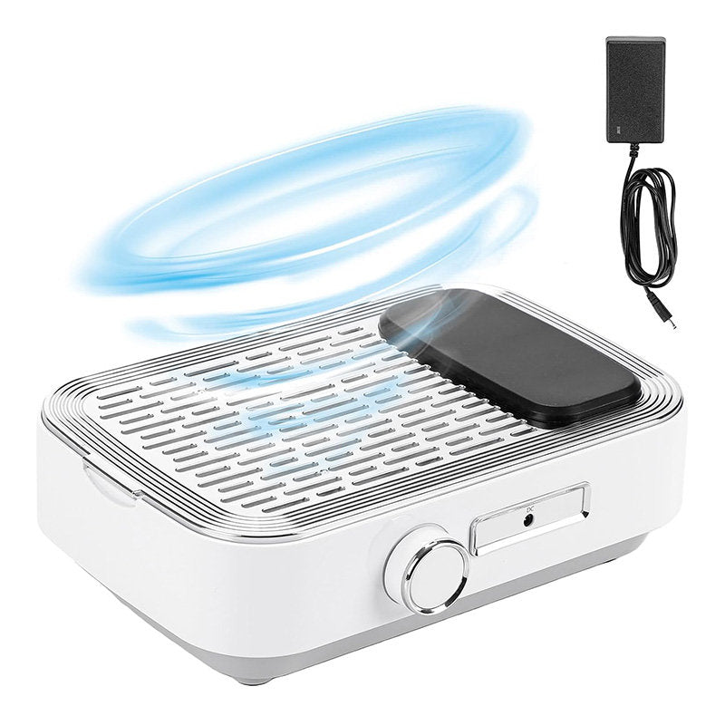Beakey Nail Dust Collector Rechargeable 80W Vacuum Fan Dust Collector for Acrylic Gel Nail Polishing-White