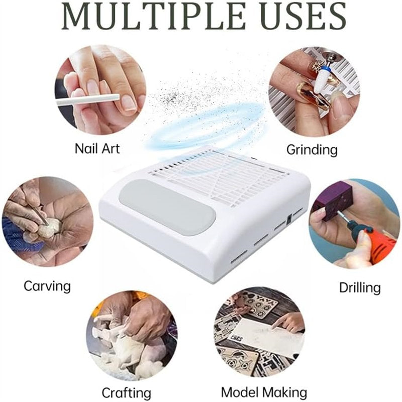 Beakey Nail Dust Collector 80W Adjustable Nail Gel Polish Vacuum Cleaner Nail Art Salon Tool-White