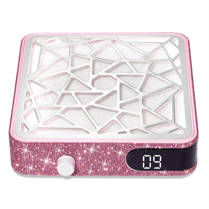 Beakey Nail Dust Collector Diamond Vacuum Fan Vent Dust Collector for Acrylic Nails Polishing Nail Salon-Pink