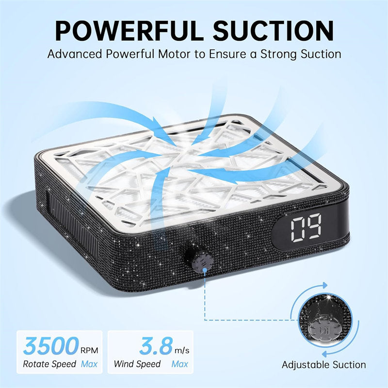 Beakey Nail Dust Collector Diamond Vacuum Fan Vent Dust Collector for Acrylic Nails Polishing Nail Salon-Black