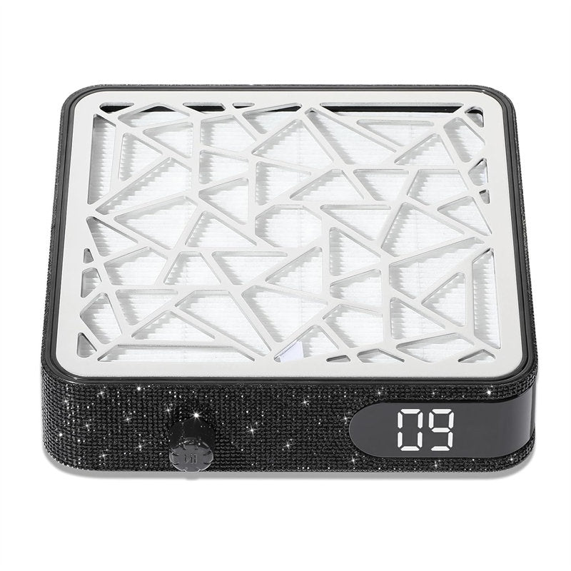 Beakey Nail Dust Collector Diamond Vacuum Fan Vent Dust Collector for Acrylic Nails Polishing Nail Salon-Black