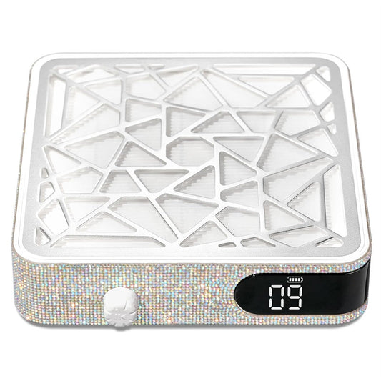 Beakey Nail Dust Collector Diamond Vacuum Fan Vent Dust Collector for Acrylic Nails Polishing Nail Salon-Silver