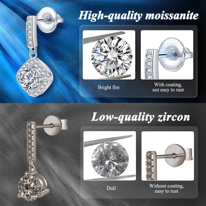 Beakey Moissanite Earrings 0.5CT D Color 925 Sterling Silver Drop Earrings Lab Created Diamond Screw Back Jewelry For Women-033