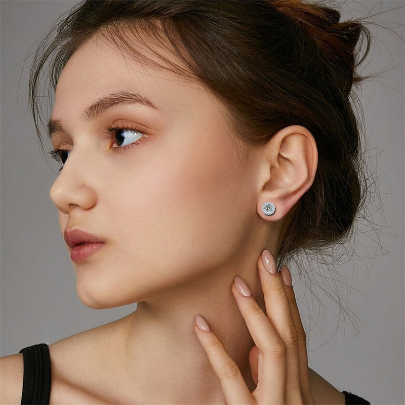 Beakey Moissanite Stud Earrings 0.5CT 925 Sterling Silver Lab Created Diamond Platinum Screw Back Jewelry For Women-128