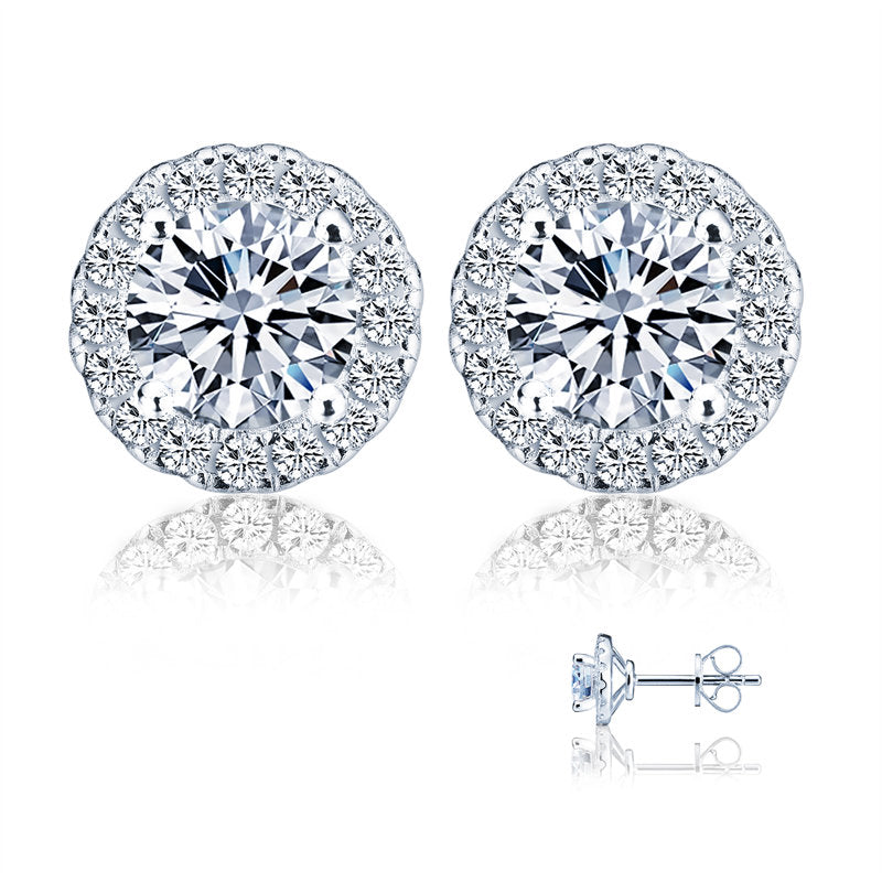 Beakey Moissanite Stud Earrings 0.5CT 925 Sterling Silver Lab Created Diamond Platinum Screw Back Jewelry For Women-128