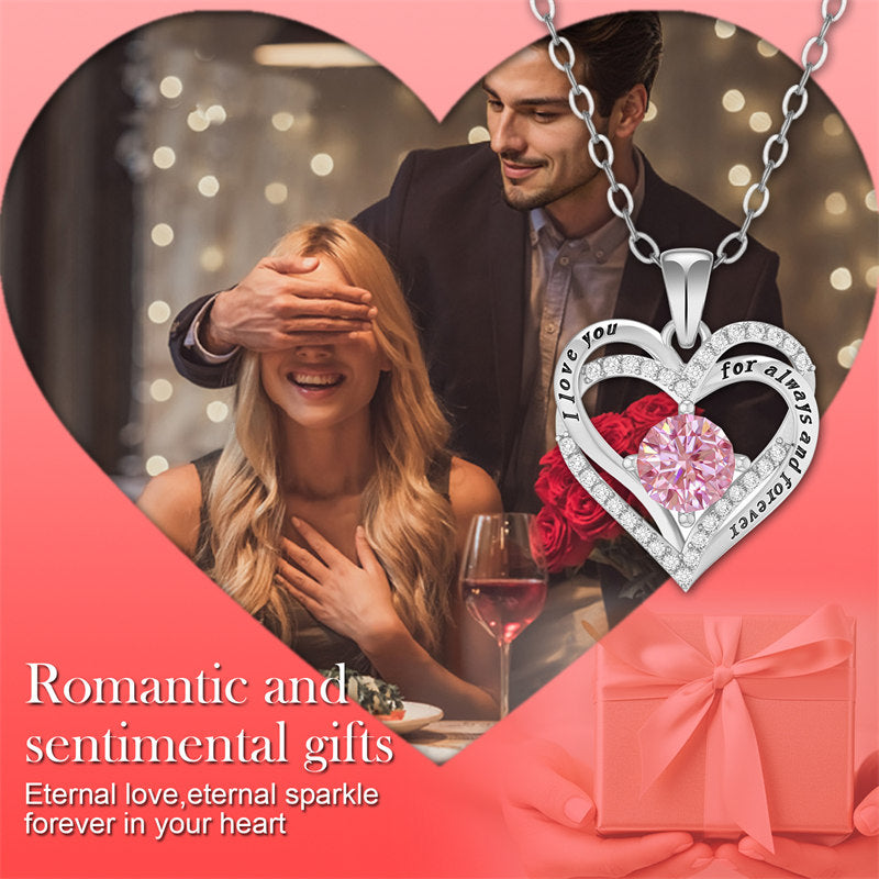Beakey Moissanite Necklace for Women Heart Pendant Pink Diamond S925 Sterling Silver Jewelry Anniversary Present for Wife Mom Girlfriend