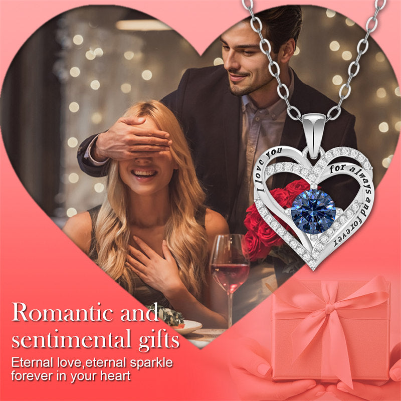 Beakey Moissanite Necklace for Women Heart Pendant Blue Diamond S925 Sterling Silver Jewelry Anniversary Present for Wife Mom Girlfriend